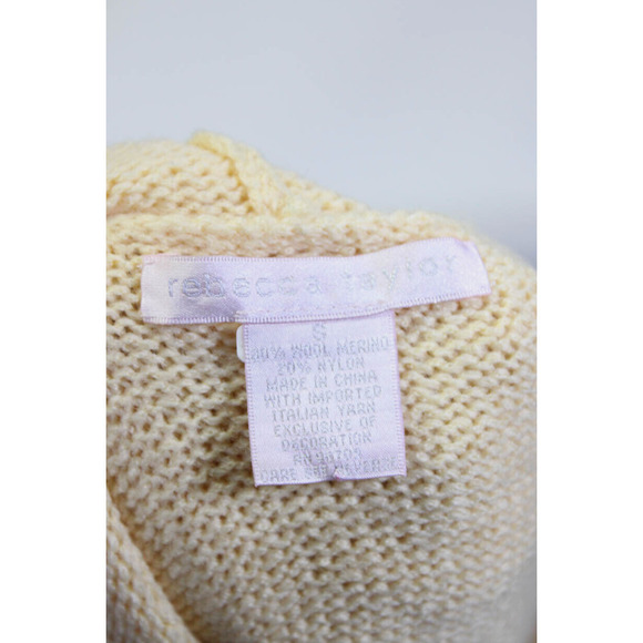 RARE Rebecca Taylor Retro Chic Merino Wool Hooded Sweater Butter Yellow S NWOT - Picture 5 of 8